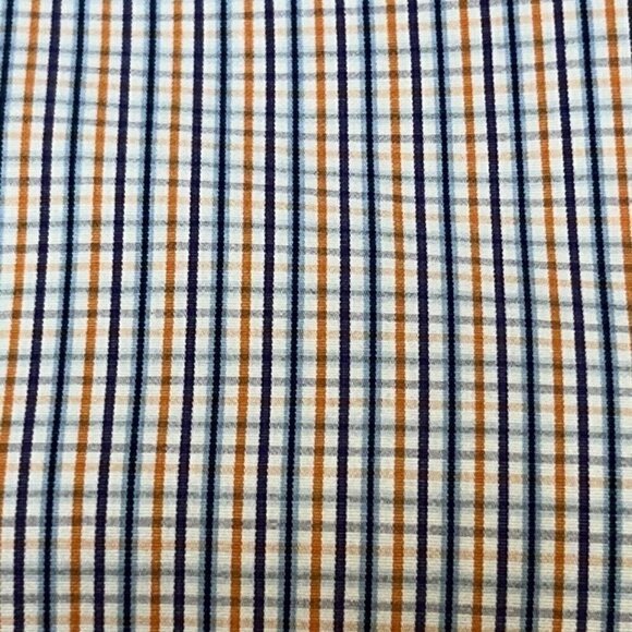 J.McLaughlin Shirt Mens Large Slim Fit Button Up Plaid Blue Orange 100% Cotton - Picture 10 of 13